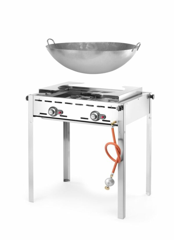 Green Fire met 2 branders, HENDI, Profi Line, Geëmailleerde gietijzeren bakplaat en rooster GN 1/1, 11,6kW, 740x615x(H)825mm - Afbeelding 7