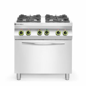 Gasfornuis 4-pits met convectieoven GN 1/1, HENDI, Kitchen Line, 230V/3000W, 19kW, 800x722x(H)900mm